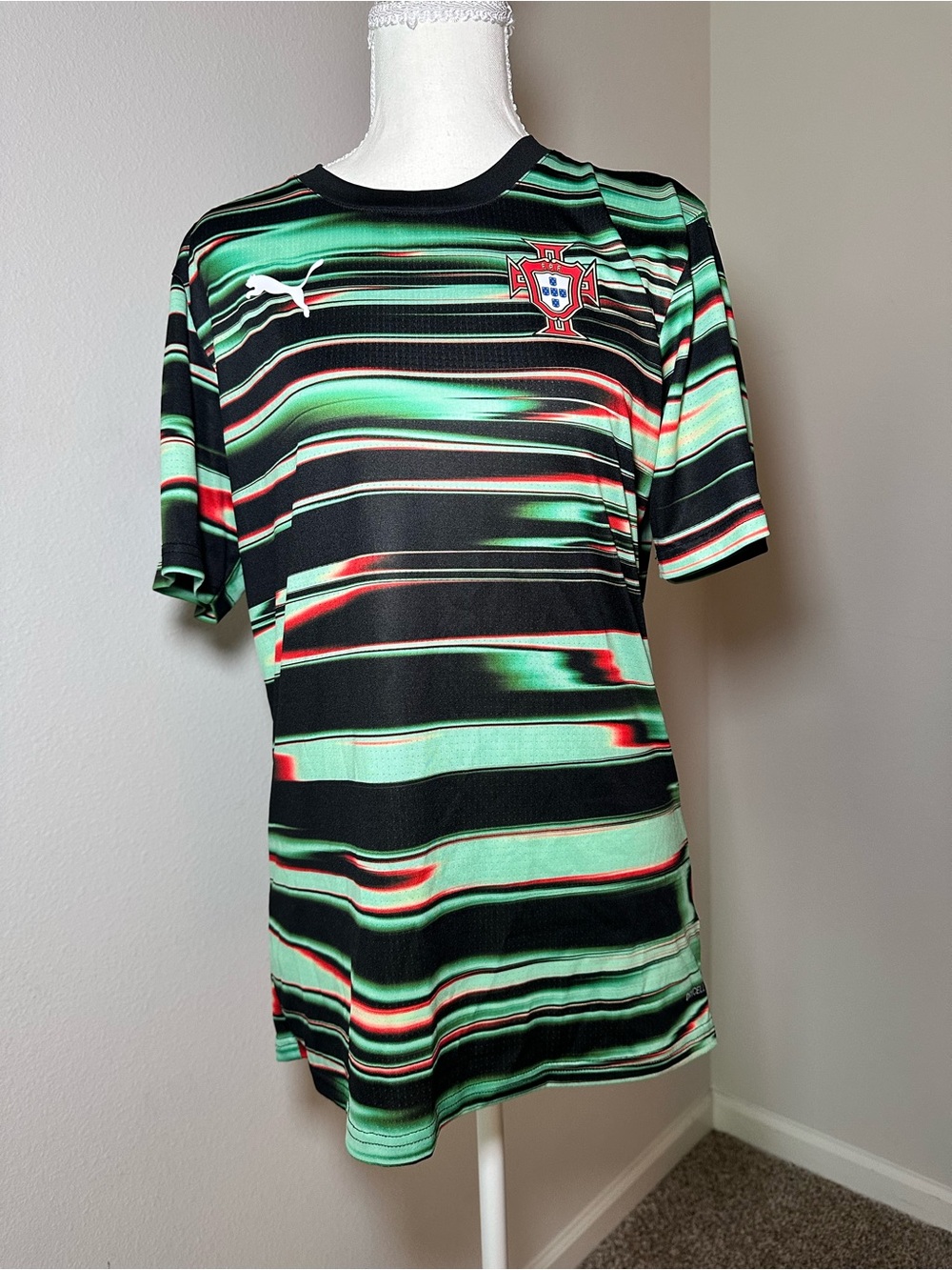 Puma Black, Green & Red Woman’s Portugal Graphic Soccer Jersey